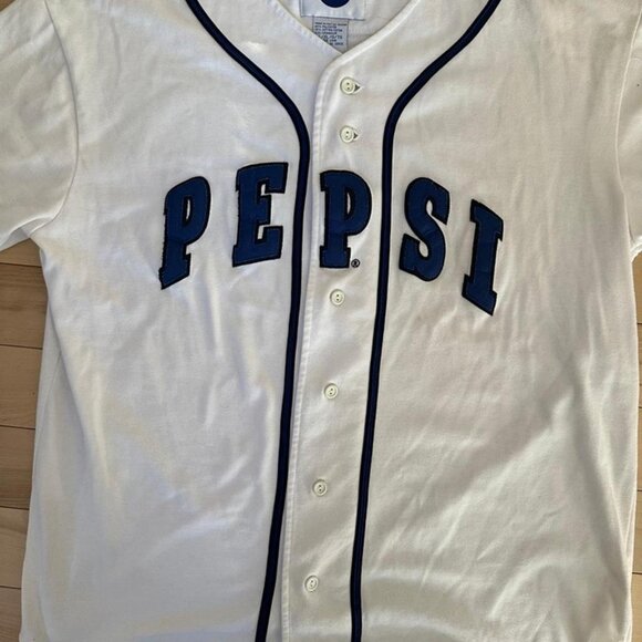 Vintage Pepsi Baseball Jersey – White & Blue Logo – Size L/XL - Picture 3 of 8